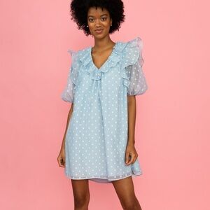 Crosby by Mollie Burch Light Blue Ruffle Chiffon Presley Dress Size Medium